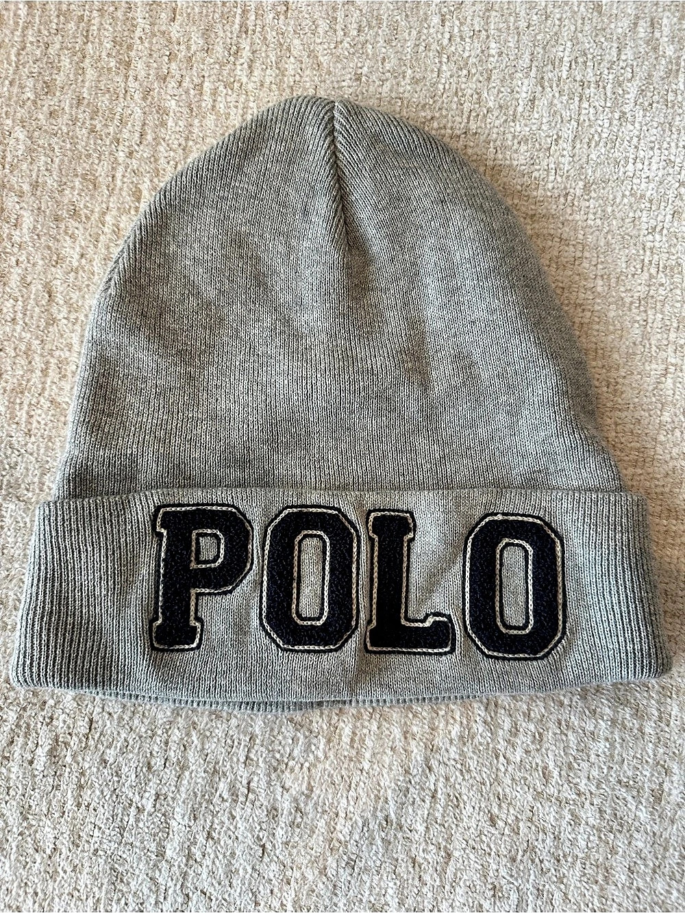 Polo Ralph Lauren Cuffed Beanie with Embroidered Spellout Logo Gray